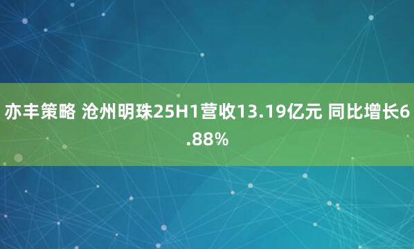 亦丰策略 沧州明珠25H1营收13.19亿元 同比增长6.88%