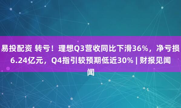 易投配资 转亏！理想Q3营收同比下滑36%，净亏损6.24亿元，Q4指引较预期低近30% | 财报见闻